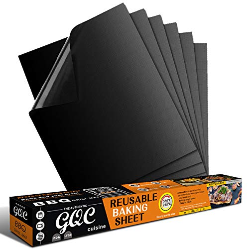 GQC BBQ Grill Mat, Non-Stick Cooking Mat Teflon Reusable Barbecue Baking Mat for Electric Grill Gas Charcoal BBQ, 15.75 x 13Inch (6(40x33) cm)