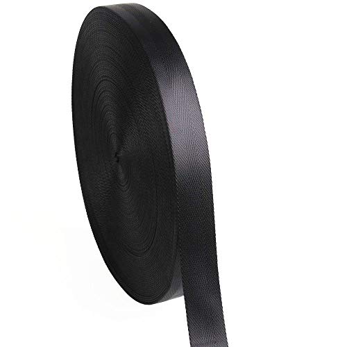 Flat Nylon Webbing 1 Roll 10 Yards 1 Inch Wide Strap for DIY Making Luggage Strap, Dog Leashes, Lawn Chairs, Hammocks, Towing, Outdoor Activities, Canoe Seat, Furniture, Slings (Black) (1'' Wide)