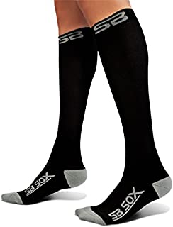 SB SOX Compression Socks (20-30mmHg) for Men & Women - Best Stockings for Running, Medical, Athletic, Edema, Diabetic, Varicose Veins, Travel, Pregnancy, Shin Splints (Black/Gray, Medium)