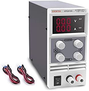 DC Power Supply Adjustable (30V 5/10A), Eventek Variable Switching Regulated Digital Power Supply with Alligator Leads US Power Cord (30V 10A)