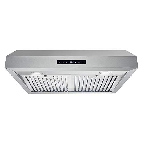 Cosmo UMC30 Under Cabinet Stainless Steel Range Hood with 380 CFM, Permanent Filters & LED Lights, 30 in