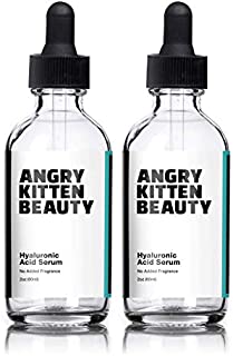 Hyaluronic Acid Serum for SkinDouble Pack 2 Fl Oz Bottles, 100% Pure Anti-Aging Serum, Anti-Wrinkle, Collagen-Enhancing All-Day Moisturizer, Helps to Reduce Dry Skin and Fine Lines