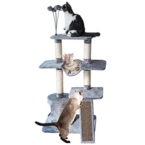 Catry, Cat Tree with Build-in Scratching Pad for Kittens, Brown (CT18537)