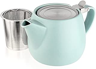 Tealyra - Pluto Porcelain Small Teapot Turquoise - 18.2-ounce (1-2 cups) - Matte Finish - Stainless Steel Lid and Extra-Fine Infuser To Brew Loose Leaf Tea - 540ml