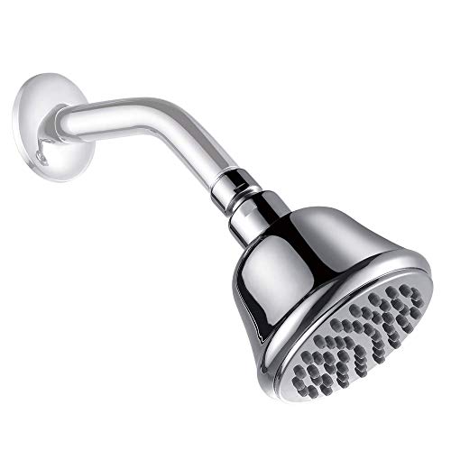 ALL METAL Fixed Shower Head, Chrome | 1.75 GPM Low Flow Showerhead | 4 Inch Round Showerhead for Universal Wall Mount Installation