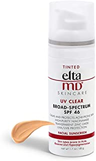 EltaMD UV Clear Tinted Face Sunscreen Broad-Spectrum SPF 46 for Sensitive or Acne-Prone Skin, Oil-Free, Mineral-Based Zinc Oxide Formula,Sheer, Lightweight, 1.7 oz