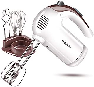 DmofwHi 5 Speed Hand Mixer Electric, 300W Ultra Power Kitchen Hand Mixers with 6 Stainless Steel Attachments (2 Wired Beaters,2 Whisks and 2 Dough Hooks) and Storage Case