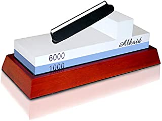 Knife Sharpening Stone 1000/6000 Grit, Whetstone Knife Sharpener Stone Kit,Premium Wet Stone Non-Slip Base Angle Guide, Flattening Stone and Bag