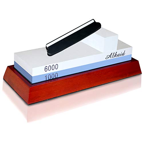 Knife Sharpening Stone 1000/6000 Grit, Whetstone Knife Sharpener Stone Kit,Premium Wet Stone Non-Slip Base Angle Guide, Flattening Stone and Bag