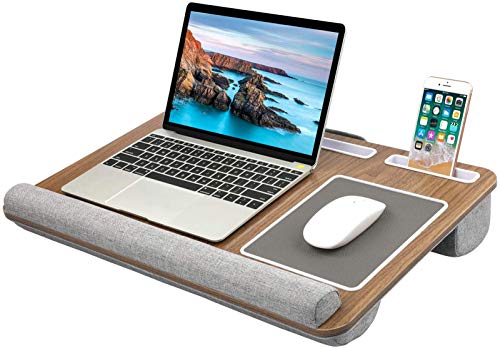 HUANUO Lap Desk - Fits up to 17 inches Laptop Desk, Built in Mouse Pad & Wrist Pad for Notebook, MacBook, Tablet, Laptop Stand with Tablet, Pen & Phone Holder