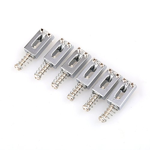 Musiclily 10.5mm Guitar Tremolo Bridge Saddles for Fender Stratocaster Strat Telecaster Tele Electric Guitar Replacement, Chrome(Set of 6)