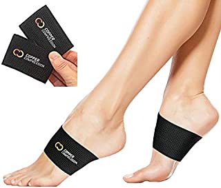 Copper Compression Copper Arch Support - 2 Plantar Fasciitis Braces/Sleeves. Guaranteed Highest Copper Content. Foot Care, Heel Spurs, Feet Pain, Flat Arches (1 Pair Black - One Size Fits All)