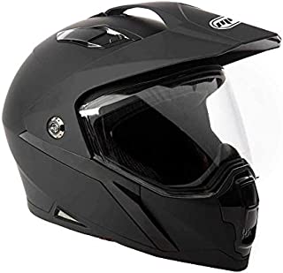 MMG Dual Sport Off Road Motorcycle Full Face Helmet Dirt Bike ATV Flip-Up Visor (Model 23) - Matte Black, Large