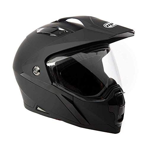 MMG Dual Sport Off Road Motorcycle Full Face Helmet Dirt Bike ATV Flip-Up Visor (Model 23) - Matte Black, Large