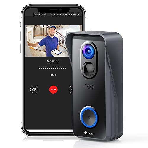 WIFI Video Doorbell Camera, Victure Wireless Doorbell Camera with 1080P HD, 2-Way Audio, Motion Detection and Alerts, Night Vision, IP65 Waterproof for Home Security(Existing Doorbell Wiring Required)
