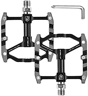 Runpon Mountain Bike Pedals MTB Pedals High-Strength Non-Slip Bicycle Pedals, Sealed Bearing Lightweight Aluminum Alloy Carbon Fiber Bicycle Platform Pedals for Road Mountain BMX MTB Bike