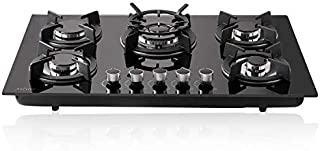 Anlyter 30 Inch Gas Cooktop, 5 Burners Built-in Gas Stovetop (Thermocouple Protection), Tempered Glass Gas Cooker LPG/NG Dual Fuel Sealed Gas Hob with Wok Stand and Pressure Regulator