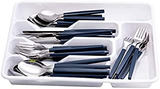 Cutiset 40 piece Stainless Steel Kitchen Flatware set with organizer, Camping Silverware set with color handles set of 8 (Navy)