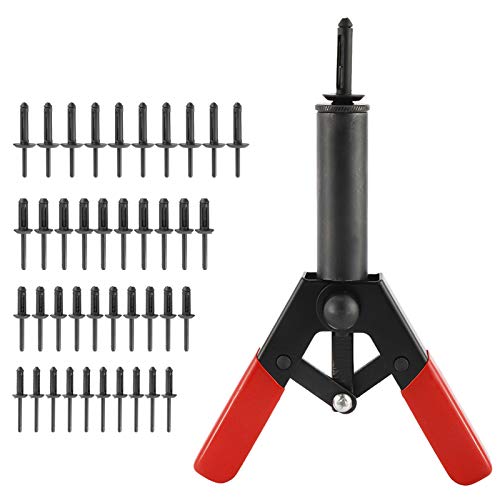 NovelBee Plastic Rivet Gun with 40pcs Rivets Riveter Gun Kit for Fastening Door Panels and Automotive Trim