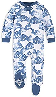 Burt's Bees Baby baby girls & Play, Organic One-piece Romper-jumpsuit Pj, Zip Front Footed Pajama and Toddler Sleepers, Moonlight Clouds, 3-6 Months US