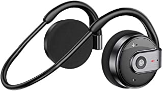 Behind The Head Headphones, itayak Bluetooth 5.0 Neckband Headphones Lightweight Small Wireless Sports Sweatproof Headset with Built-in Microphone, Carrying Case (Black)