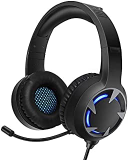 TURN RAISE Upgraded Stereo Gaming Headset for PS4, PC, Xbox One Controller, LED Light, Noise Cancelling Over Ear Headphones with Mic, PS4 Headset for Laptop, PC, Tablet, Smartphones