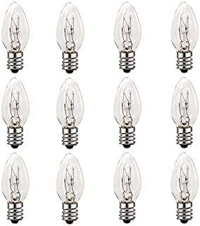 Salt Rock Lamp Bulb 12 Pack, 15 Watt Light Bulbs for Himalayan Salt Lamps & Baskets, Chandeliers, Scentsy & Wax Warmers, Night Lights, E12 Candelabra Base Incandescent Bulbs Dimmable Warm White - C7