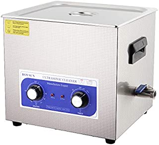 ROVSUN 15L Ultrasonic Cleaner, Knob Control Timer Heater Adjustable Stainless Steel Ultrasonic Cleaning Machine, for Jewelry Watches Dentures Glasses Metal Parts, 40KHz 110V US Plug