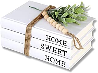 Decorative White Books,Farmhouse Stacked Books,Hardcover Books Decorative ,Home|Sweet|Home(Set of 3) Stacked Books for Decorating Coffee Tables and Shelves