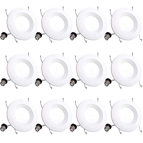 Bbounder Lighting 12 Pack 5/6 Inch LED Recessed Downlight, Baffle Trim, Dimmable, 12.5W=100W, 5000K Daylight, 950 LM, Damp Rated, Simple Retrofit Installation - UL + Energy Star No Flicker