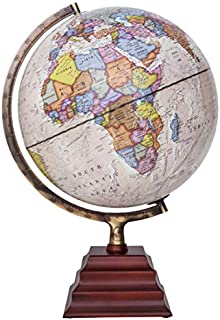 Waypoint Geographic Light Up Globe - Peninsula II 12 Illuminated Antique Ocean Style World Globe with Wood Stand for Desk, Bookshelves, Office, Home Decor - Up to Date, Beige - Illuminated