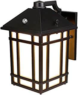 LEONLITE LED Outdoor Wall Lantern, Exterior Porch Light, Frosted Glass, Dusk to Dawn Light Sensor, 14W, 3000K Warm White