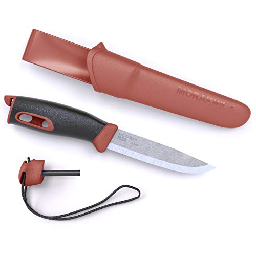 Morakniv Companion Spark 3.9-Inch Fixed-Blade Outdoor Knife and Fire Starter, Red, One Size (M-13571)