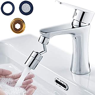 FISTOY 720 Degrees Swivel Sink Faucet Aerator, Regular Size Spray Aerator Dual Function Kitchen Faucet Head, Bathroom Faucet Mounted for Face Washing, Gargle and Eye Flush, Polished Chrome