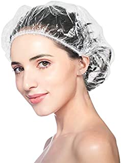 Chrider Shower Cap Disposable, 100 Pcs Shower Caps for Women Larger Thicker Waterproof and Individually Wrapped, Plastic Elastic Hair Bath Caps for Hotel and Spa, Hair Salon, Home Use, Portable Travel