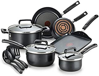 T-fal Signature Nonstick Dishwasher Safe Cookware Set, 12-Piece, Black