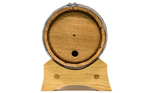 Premium Charred American Oak Aging Barrel (1 Liter) - No Engraving/Includes 12 page color barrel aged cocktail recipe booklet