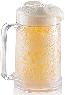 Freezer Beer Mug, Double Wall, Gel Plastic Pint Freezable Glass, 16 oz, Clear 1 pack , Chiller Frosty Cup