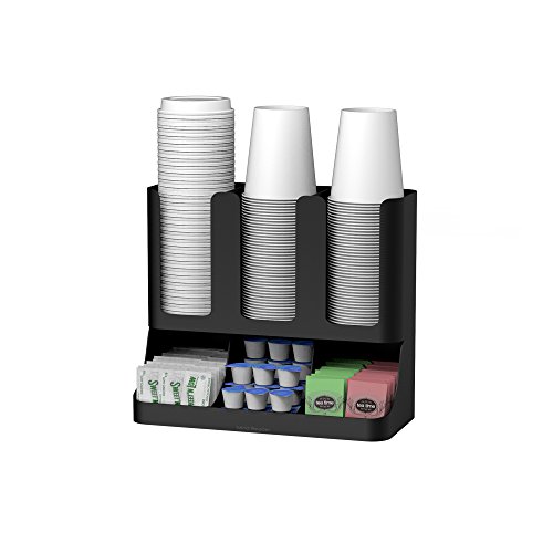 Mind Reader 6 Compartment Upright Breakroom Coffee Condiment and Cup Storage Organizer, Black