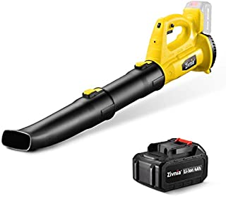 Cordless Leaf Blower Snow Sweeper - Zivnia 21V 4.0Ah Leaf Blower with Battery & Charger for Lawn Care, Powerful, 350 CFM 150 MPH 6-Speed Dial, Lightweight Battery Powered Blower, Low Noise, Yellow