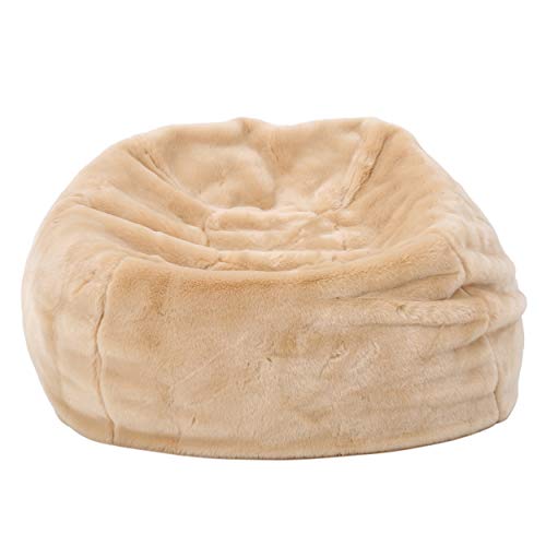 Heavy Metal Inc Meridian Bean Bag Plush Faux Fur Chair | Comfortable and Fun Beanbag for The Whole Family| Non-Spill Memory Foam Filling (Tannery)