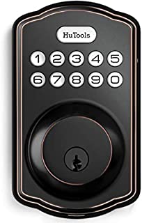 Keyless Entry Door Lock, Hutools Deadbolt Lock, Auto Lock Electronic Back Lit Keypad, 20 User Codes, 1 Touch Lock, 1 Time Pin Code, Oil Rubbed Bronze