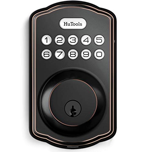 Keyless Entry Door Lock, Hutools Deadbolt Lock, Auto Lock Electronic Back Lit Keypad, 20 User Codes, 1 Touch Lock, 1 Time Pin Code, Oil Rubbed Bronze