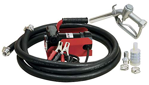 Fuelworks Diesel Fuel Transfer Pump Kit Portable 10GPM/40LPM Heavy Duty Electric DC 12V Alligator Clamps Includes Aluminum Manual Nozzle Delivery Suction Hose and Filter (Not For Gasoline)