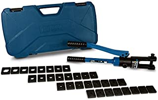 TEMCo Industrial Hydraulic Cable Lug Crimper TH0005 V2.0 (11 US TON) 10 AWG to 600 MCM Electrical Terminal Cable Wire Tool Kit with 32 Die Sets