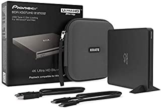 Pioneer BDR-XS07UHD 4K Blu-Ray Portable Burner & DVD Player - 6X Slim External BDXL, BD, DVD & CD Drive for Windows & Mac w/ 3.0 USB, CD Player, Write & Read on Laptop or Desktop w/Carry Case (Black)