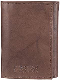 Kenneth Cole REACTION Men's RFID Leather Slim Trifold with ID Window and Card Slots, Brown, One Size