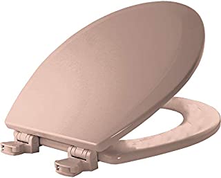 BEMIS 500EC 063 Toilet Seat with Easy Clean & Change Hinges, ROUND, Durable Enameled Wood, Venetian Pink