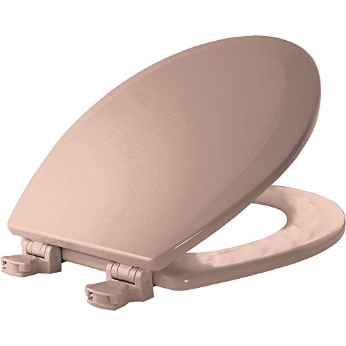 BEMIS 500EC 063 Toilet Seat with Easy Clean & Change Hinges, ROUND, Durable Enameled Wood, Venetian Pink