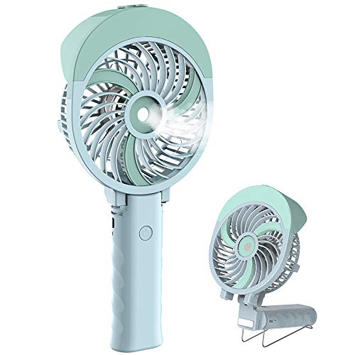 HandFan Portable Handheld Misting Fan with 55ml Water Tank Rechargeable Personal Cooling Fan Mister Humidifier USB/Battery Operated Water Spray Mist Fan 180° Foldable 3 Speeds Strong Wind for Make-up Travel Outdoors Car Disney Land